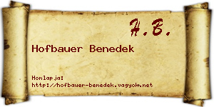 Hofbauer Benedek névjegykártya