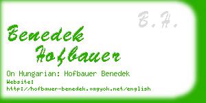 benedek hofbauer business card